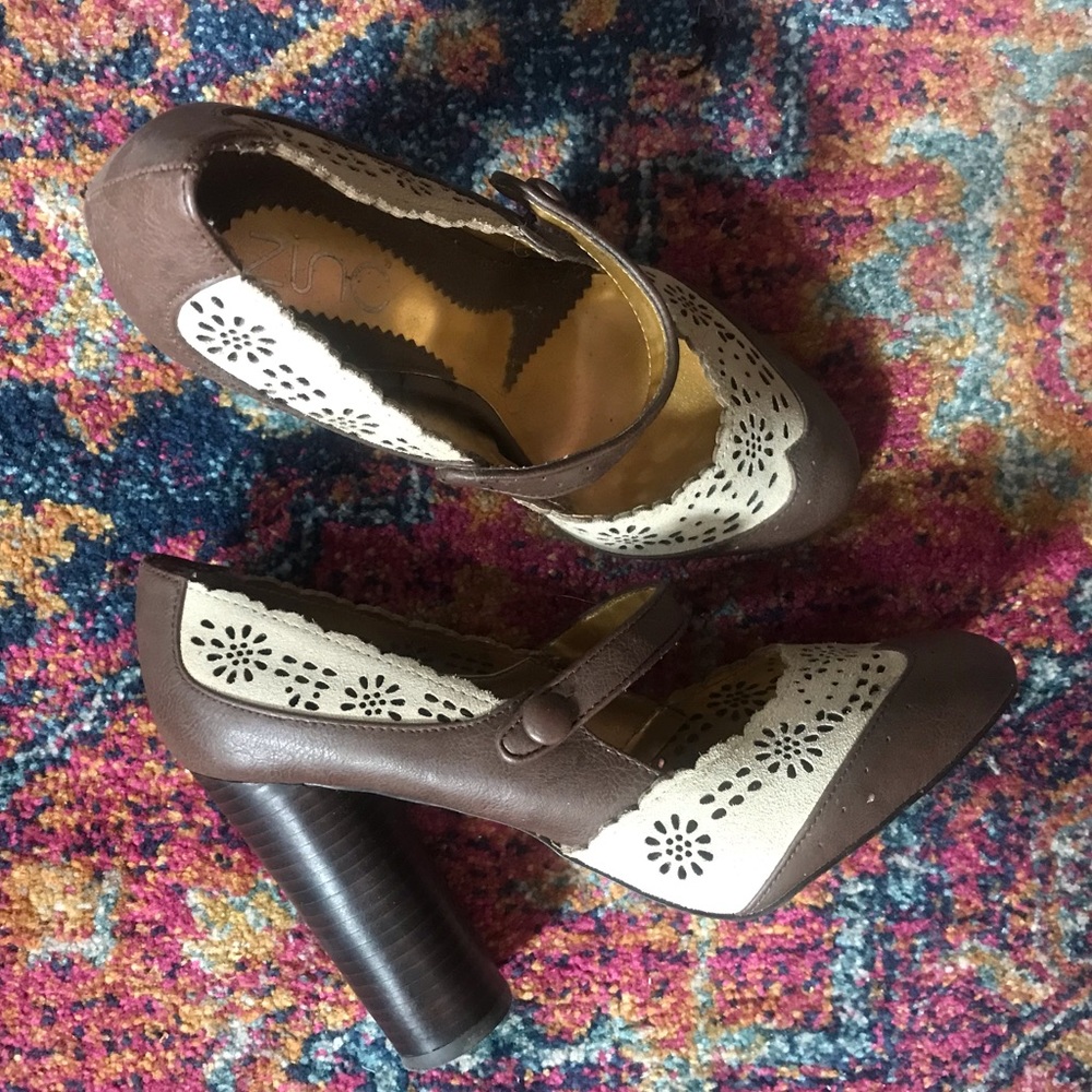 Zinc Brown and Cream Heels